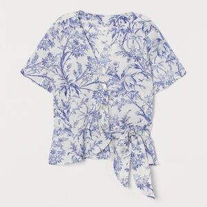 H&M Blue Floral Wrap Blouse